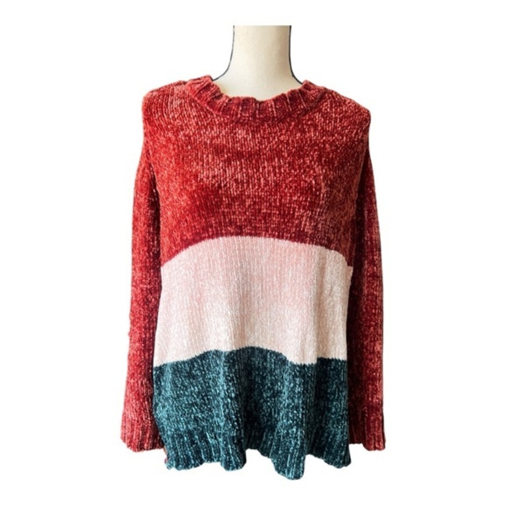 Flamingo Urban Chenille Color Block Oversized Sweater Size S